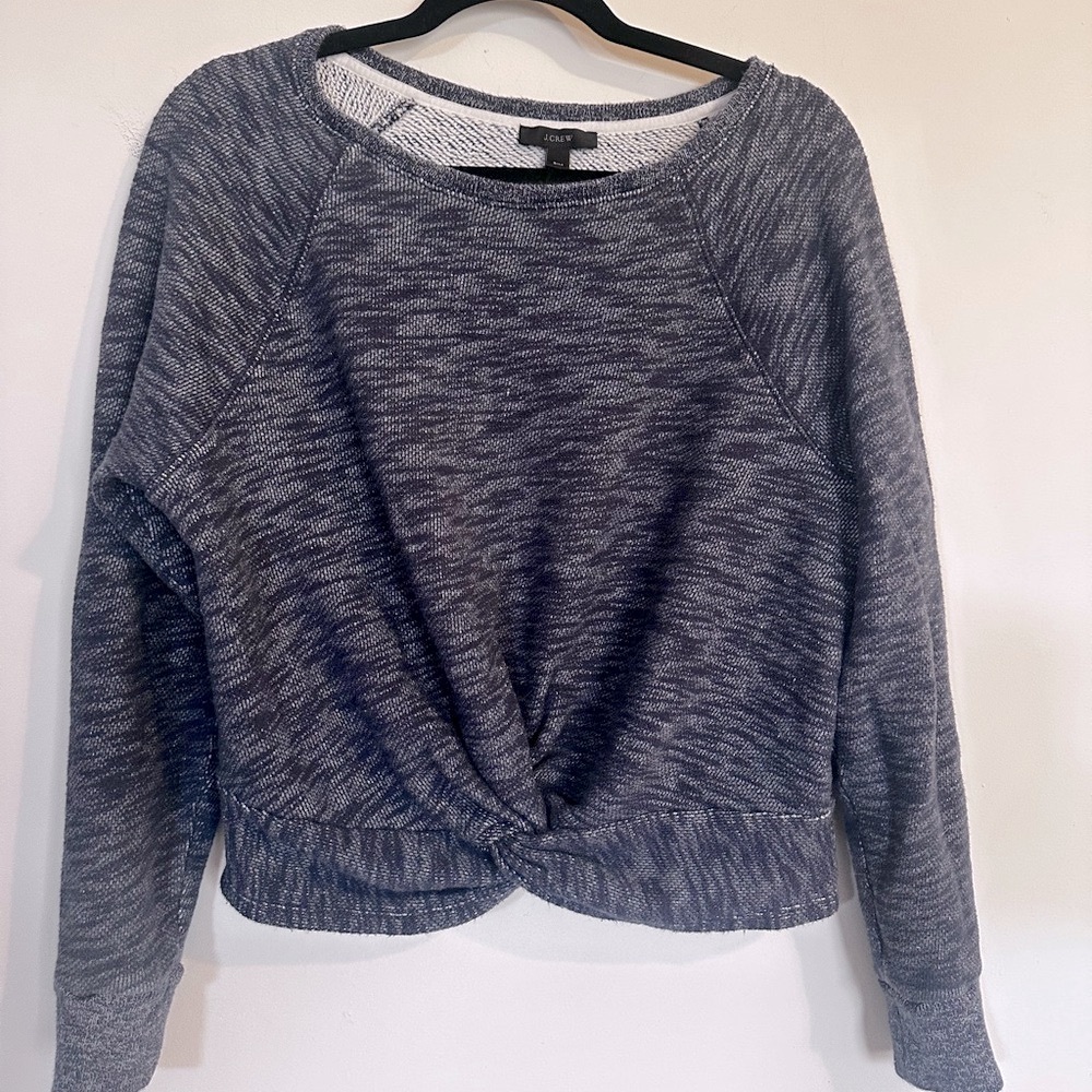 J. Crew Blue Cropped Sweatshirt with Wide Neckline
